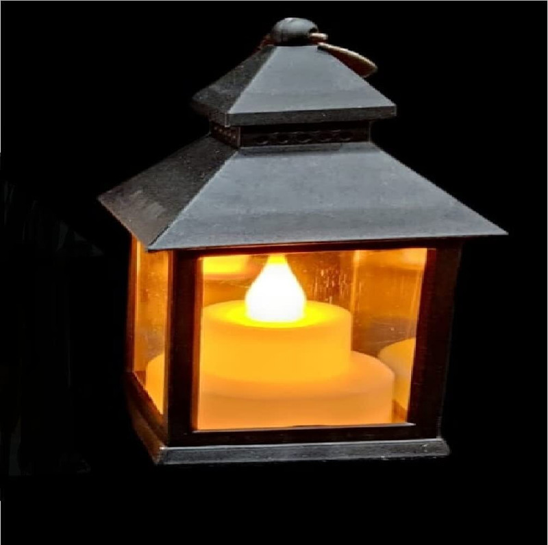 RIGHT SEARCH Black, Gold Plastic Hanging Lantern(9 cm X 7 cm, Pack of 6)