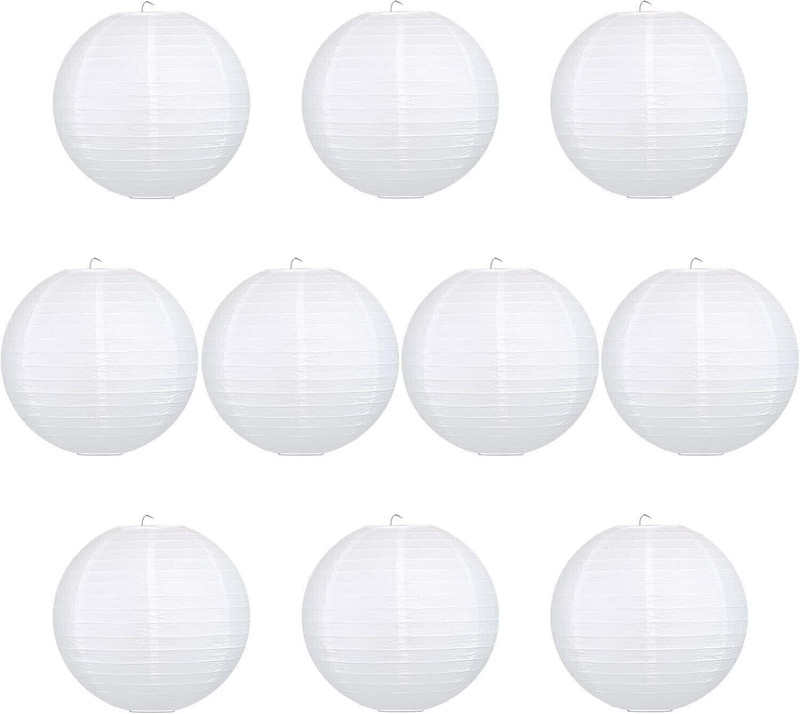 SHUANG YOU Hanging paper WhiteLantern Pack of 10 L 12 inch 18 White Paper Hanging Lantern(30 cm X 30 cm, Pack of 10)