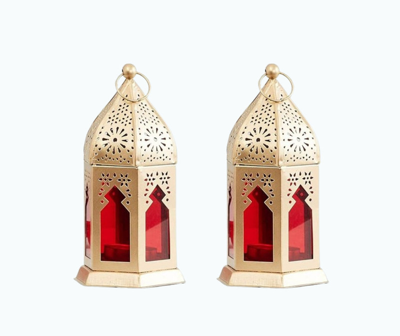 Pallvi creations Yellow Metal Hanging Lantern Pack of 2 Yellow Metal Hanging Lantern(18 cm X 7 cm, Pack of 1)