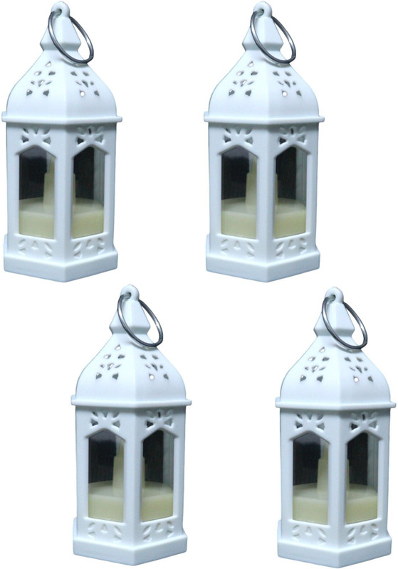 Extreme Karigari Decorative Lanterns for Home Diwali Festivals Christmas New Year, Zipper Charm | White Plastic Hanging Lantern(9 cm X 4.7 cm, Pack of 4)