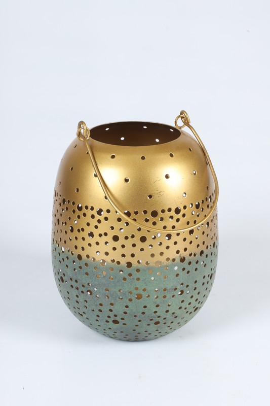 Callisto CALLISTO Gold, Grey Iron Table Lantern(27 cm X 19.5 cm, Pack of 1)