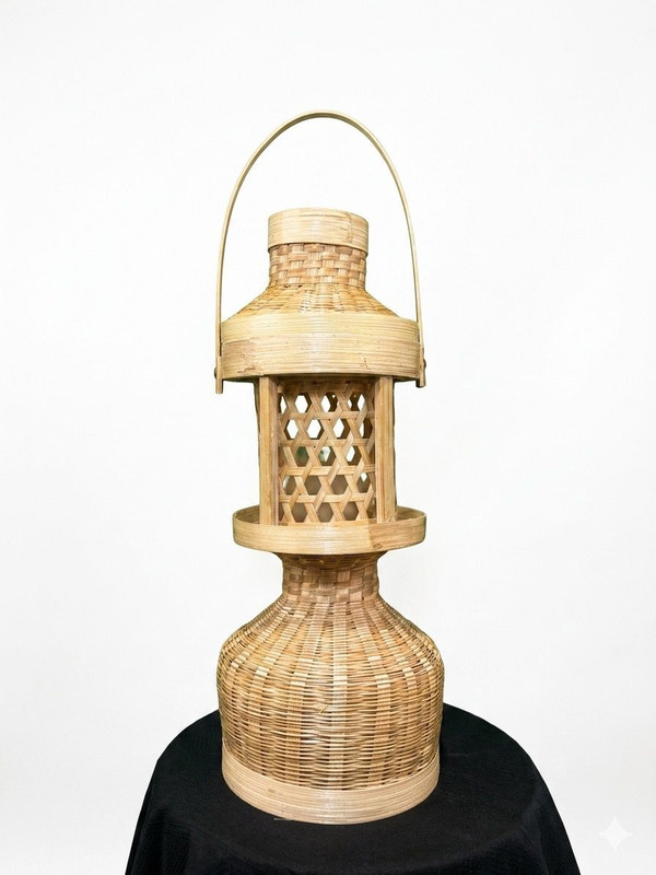 Bamboocraftin Heritage Handcrafted Bamboo Lantern Brown Bamboo Hanging Lantern(43 cm X 15 cm, Pack of 1)