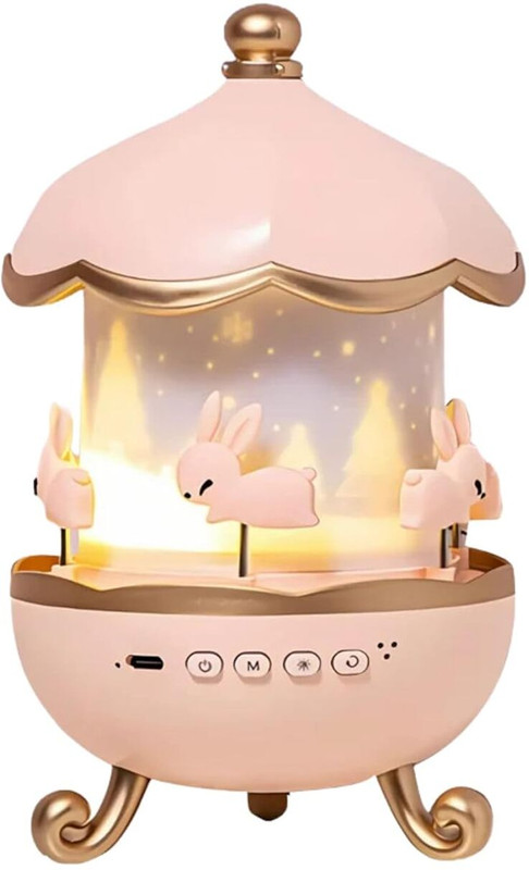 Kryst Night Light Rabbit Sky Projector for Kids, 360° Rotating Star Pink Plastic Table Lantern(10 cm X 15 cm, Pack of 1)