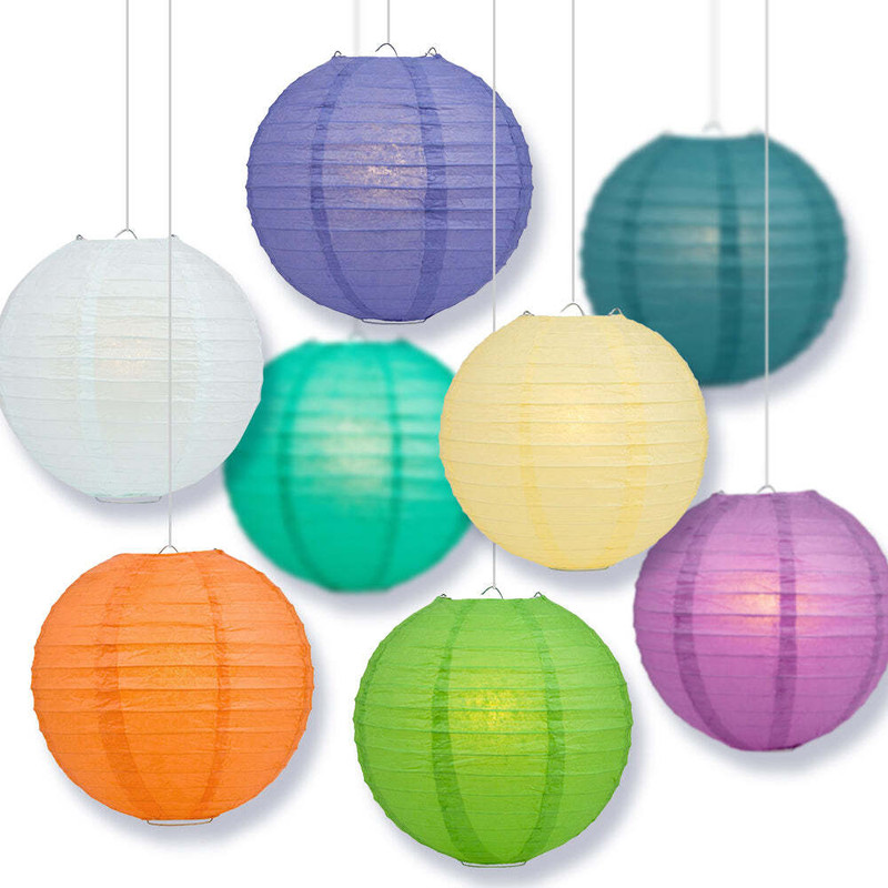 Orama JHEEL Paper Ball Round Hanging Ball Paper Hanging Lantern Paper Lamp White Paper Hanging Lantern(23.34 cm X 20.22 cm, Pack of 5)