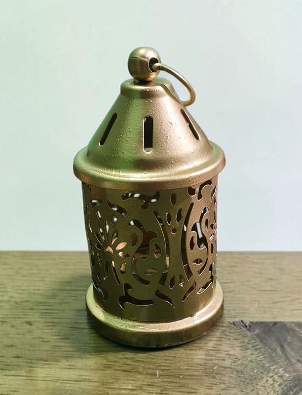 PALMY Gold Iron Hanging Lantern(16 cm X 9 cm, Pack of 4)
