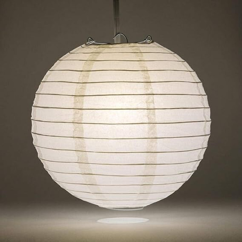 Decorgram 12 inch Round Chinese Paper Lanterns White Paper Hanging Lantern(30 cm X 30 cm, Pack of 1)