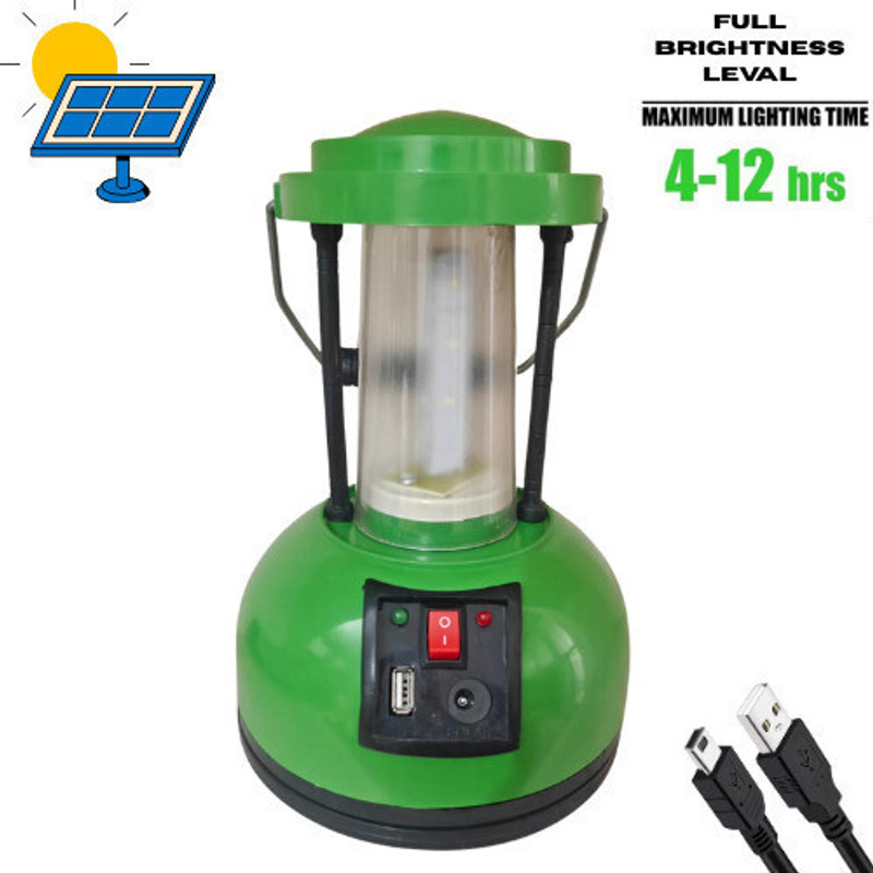 HouseOfCommon Rechargeable Solar LED Lantern 6 hrs Lantern Emergency Light Green Plastic Hanging Lantern(25.4 cm X 14 cm, Pack of 1)