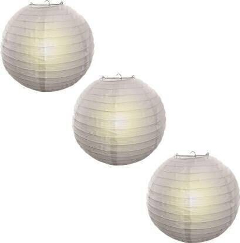 Rangwell Rice Paper Hanging Lantern Ball Lamp Shade, 12-inch (White, Pack of 10) White Paper Hanging Lantern(30.48 cm X 30.48 cm, Pack of 10)