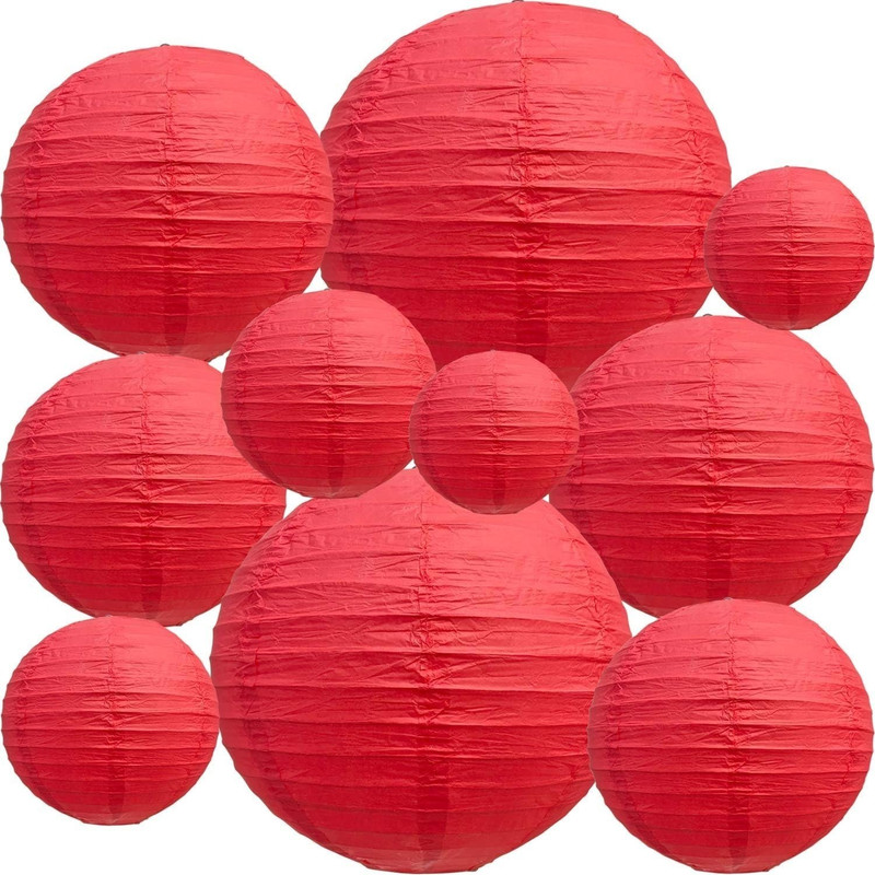PopTheParty paper hanging lamp Paper Hanging Lantern Red Paper Ball Lamp &Lantern Decoration Red Paper Hanging Lantern(36 cm X 14 cm, Pack of 10)