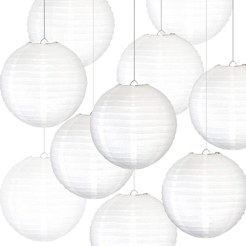 Rangwell White Paper Hanging Lantern(10 cm X 10 cm, Pack of 10)