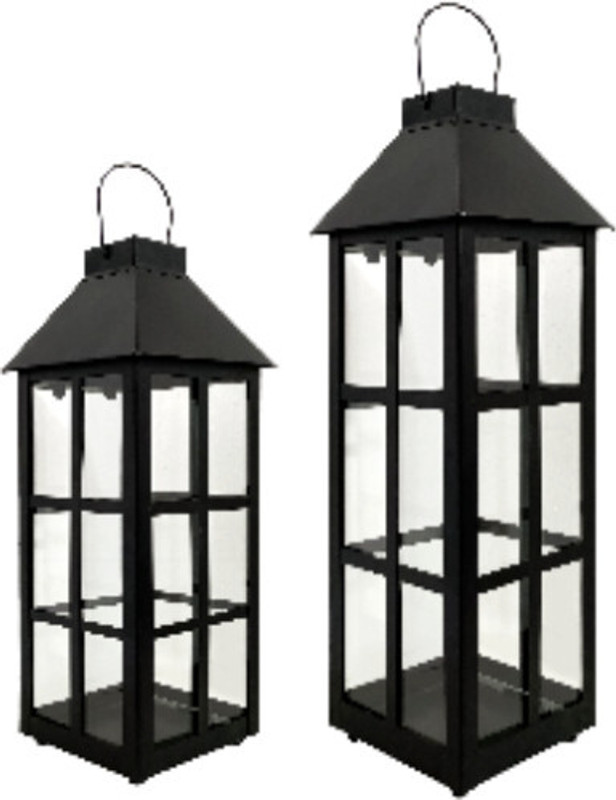 Extreme Karigari Festive Celebration Hanging cum Standing Small Square check Black Lantern Black Iron Hanging Lantern(33 cm X 14 cm, Pack of 1)