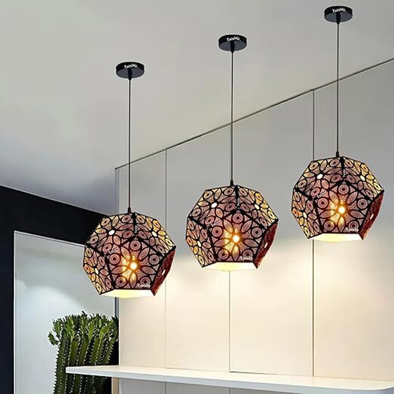 ONCARE Gold Aluminium Hanging Lantern(152 cm X 30 cm, Pack of 3)