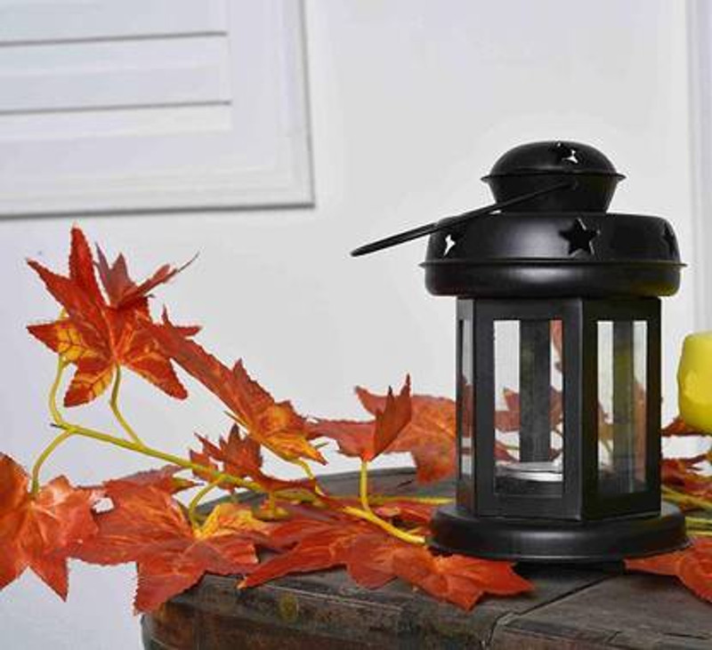 Wacky Metal Lantern Decorative Black Candle Holder Luxury Lantern Diwali Home Decor Black Iron Hanging Lantern(15 cm X 10 cm, Pack of 1)