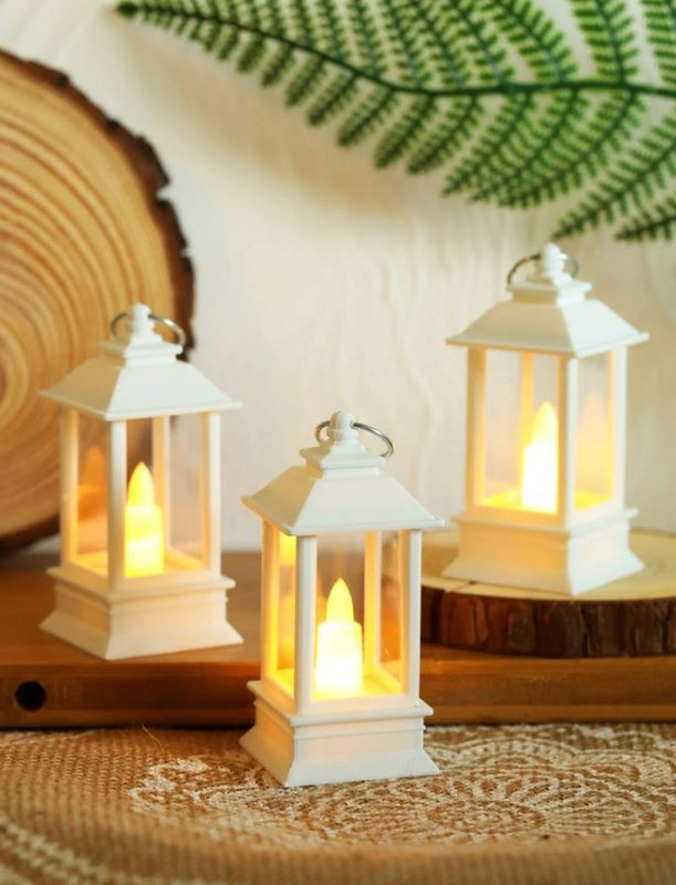 Adorazone White Plastic Hanging Lantern(9 cm X 4.2 cm, Pack of 3)