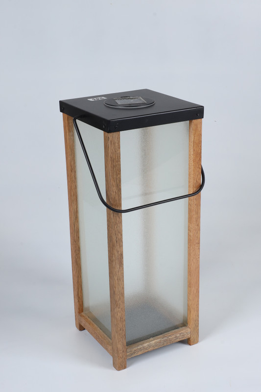 Callisto Clear Iron, Wooden Table Lantern(36.6 cm X 15.2 cm, Pack of 1)