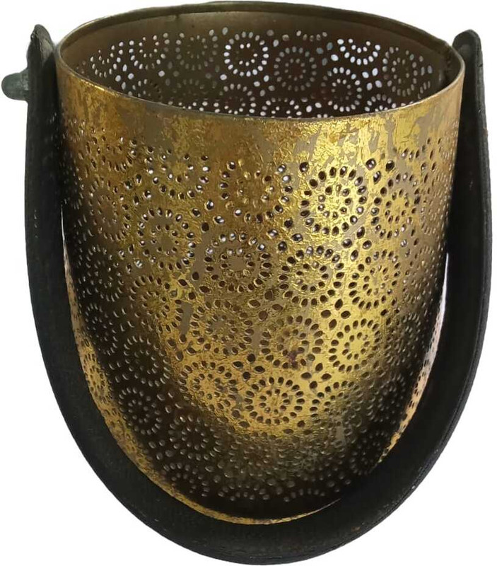 TRISHYANA Gold Copper Hanging Lantern(26 cm X 15 cm, Pack of 1)