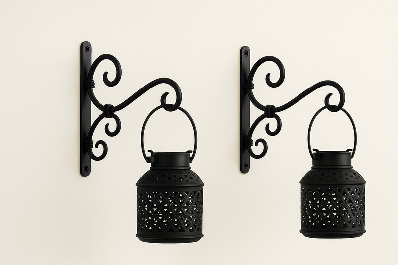 think n crafts Iron Craft Hook Black Cast Iron Hanging Lantern(19 cm X 18 cm, Pack of 2)