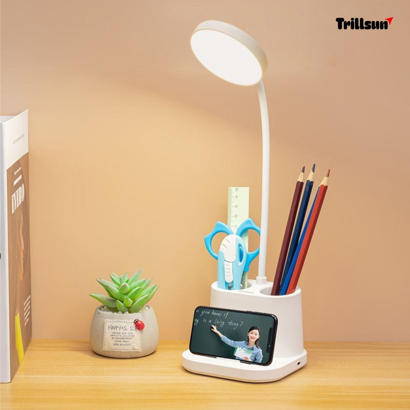 Trillsun 360 Degree Flexible neck with Touch switch Rechargeable Eye protection White Plastic Table Lantern(40 cm X 10 cm, Pack of 1)