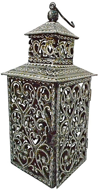 Artlivo Artlivo Square Black & White Metallic Hanging Lantern Multicolor Iron Table Lantern(37 cm X 15 cm, Pack of 1)