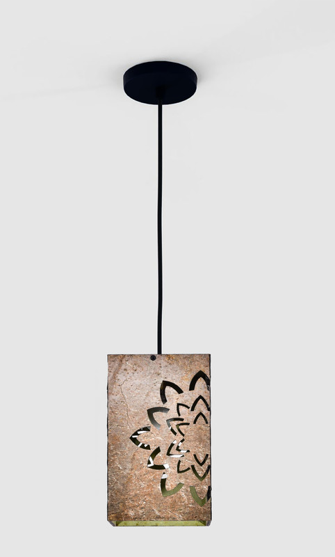 NIKSANG Natural Stone Veneer Pendant light Brown Jute Hanging Lantern(22.5 cm X 14 cm, Pack of 1)