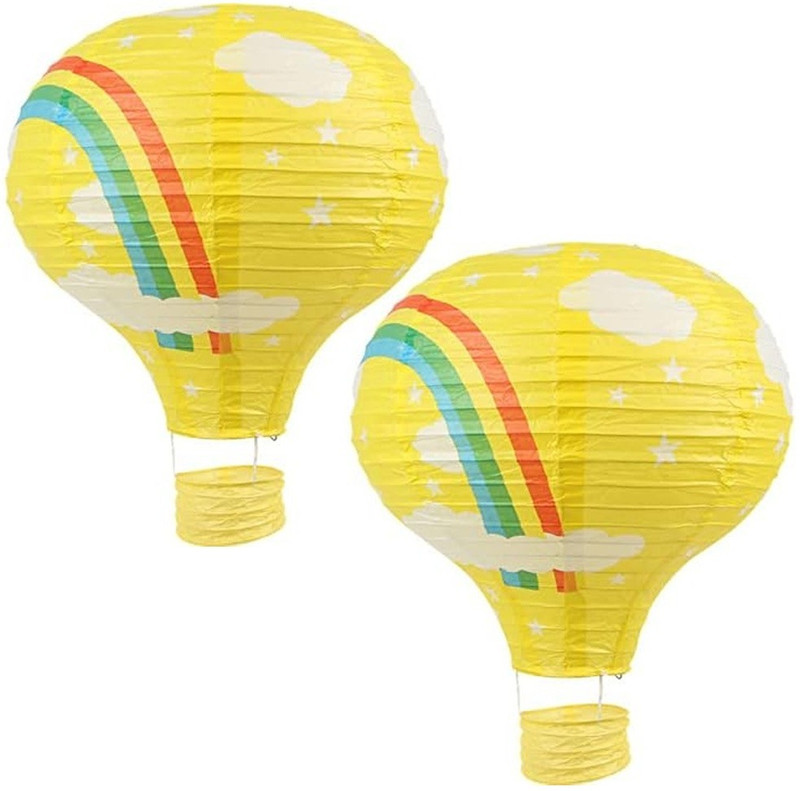 PopTheParty Yellow Parachute Paper Lantern Party Ball Decor Yellow Paper Hanging Lantern(35.6 cm X 25.4 cm, Pack of 2)