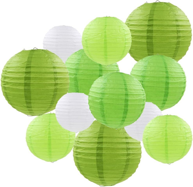 Orama Paper Lanterns Chinese Round Paper Hanging Decorations OP106 Multicolor Paper Hanging Lantern(25 cm X 25 cm, Pack of 12)