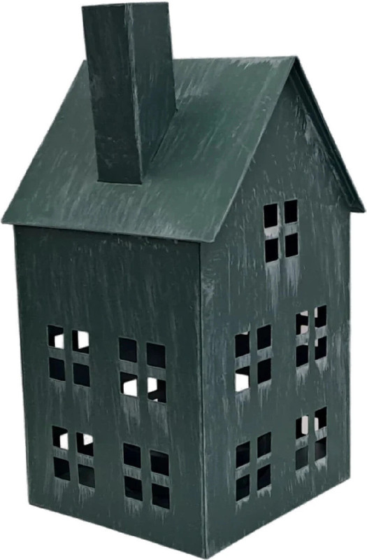 Shaurya Designs Green Hut-Shaped Tealight Lantern - Charming Rustic Décor Green Cast Iron Table Lantern(16 cm X 13 cm, Pack of 1)