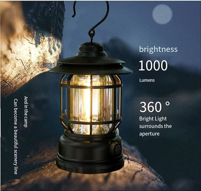 Xydrozen Outdoor Portable Desk lamp (Camping Light) Black Metal, Plastic Hanging Lantern(17 cm X 9.4 cm, Pack of 1)