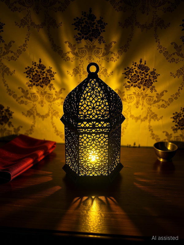 Afnan Gifts Arabic Black Plastic Hanging Lantern(19 cm X 10 cm, Pack of 1)