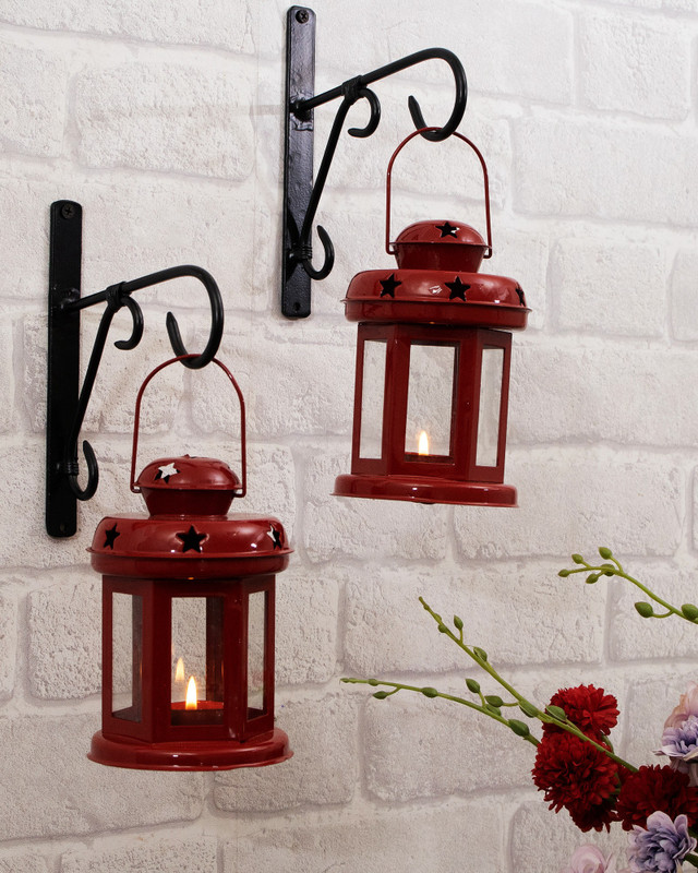 Flipkart SmartBuy Star Light Decorative Metal Lantern Indoor/Outdoor Hanging Lantern, Set of 2 Designer Candle Tealight Holder, Blue Metal Table Lantern(16 cm X 10 cm, Pack of 2)