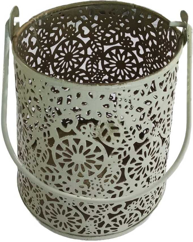 TRISHYANA Silver Metal Hanging Lantern(15 cm X 13 cm, Pack of 2)