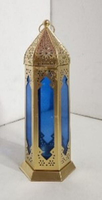 Extreme Karigari Decorative Fiber Lantern for Diwali and Ramadan Decor Gold, Blue Iron Hanging Lantern(26 cm X 10 cm, Pack of 1)