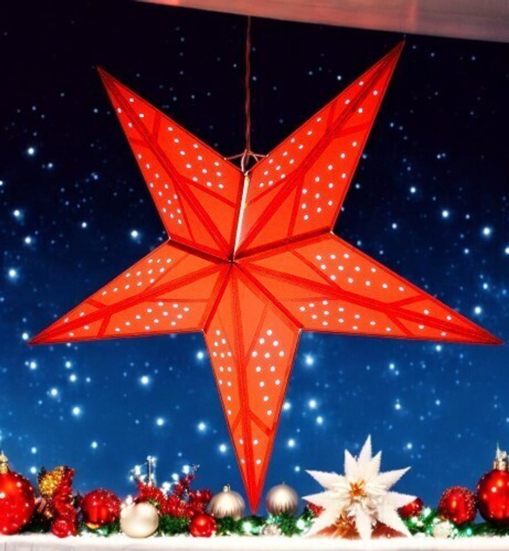 VeAndYou Paper Star Hanging Lantern_Red_AZ63pack of 1 Red Paper Hanging Lantern(15 cm X 15 cm, Pack of 1)