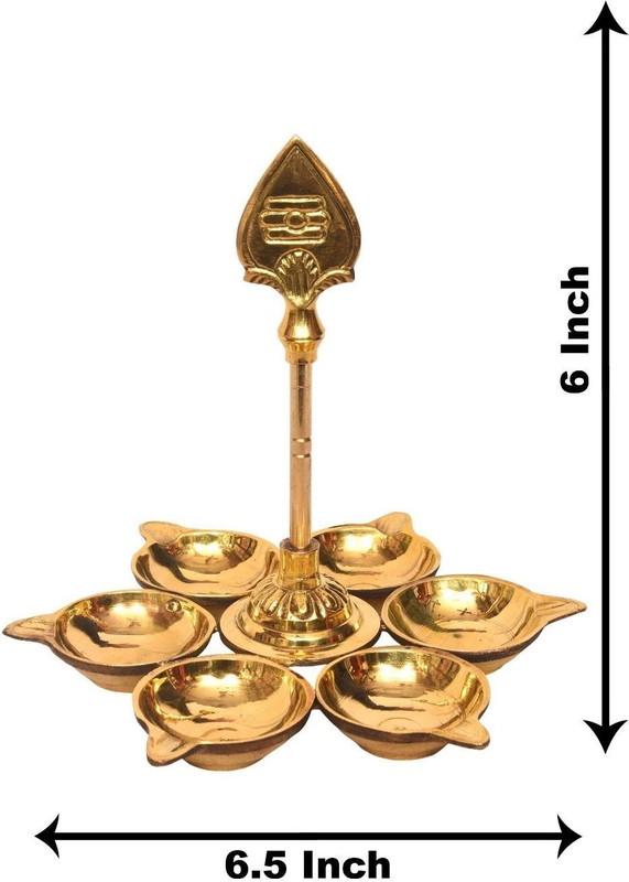 SUNDAR Brass Murugan Vel Vilakku Gold Brass Table Lantern(15 cm X 17 cm, Pack of 1)