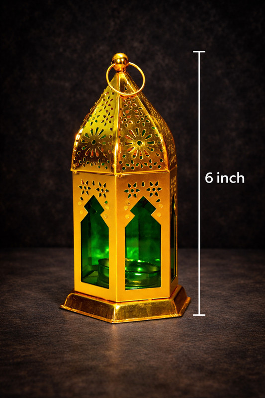 SAW handi craft Special lantern Gold Aluminium Hanging Lantern(12 cm X 8 cm, Pack of 1)