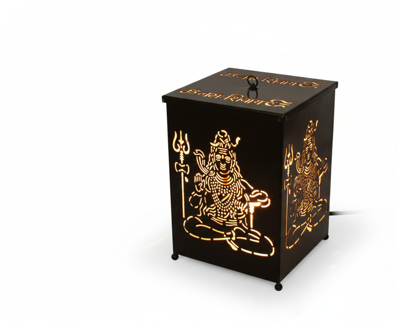The urban home Hanuman Ji Shadow Aroma Diffuser & Kapur Dani Black Metal Table Lantern(12 cm X 12 cm, Pack of 1)