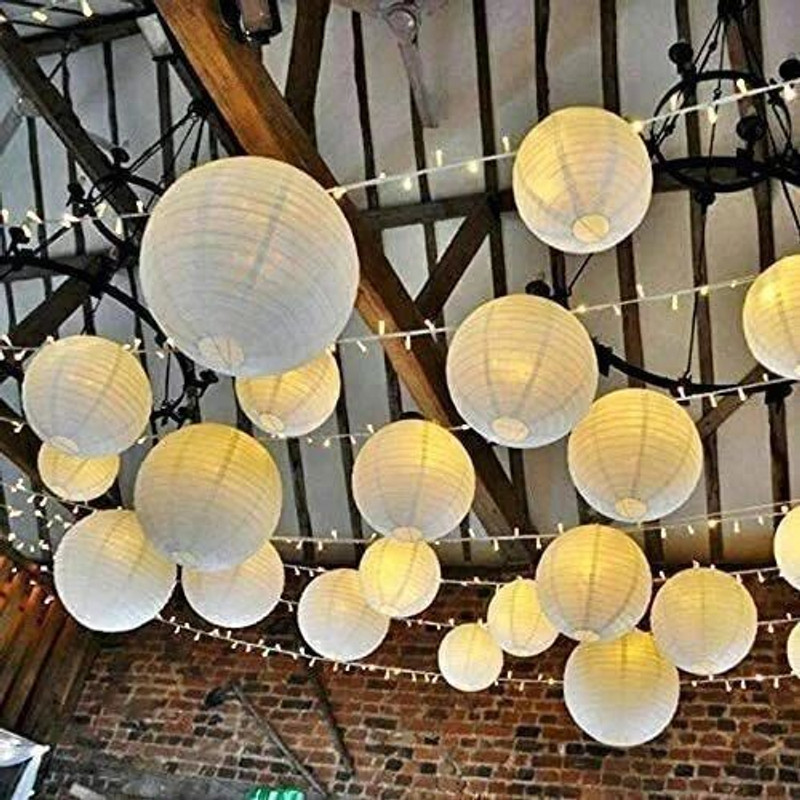 Yutiriti White paper hanging lamp Lantern_LNT2 White Paper Hanging Lantern(25 cm X 25 cm, Pack of 10)