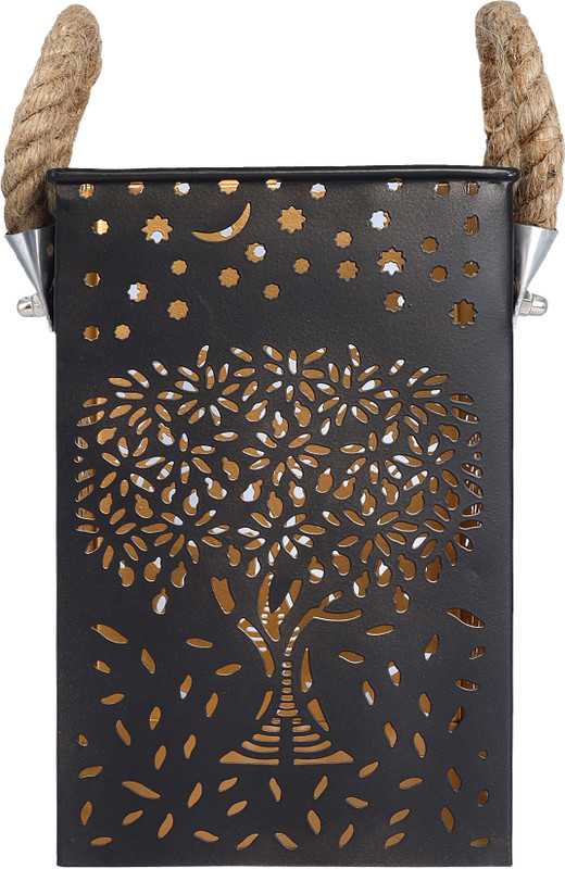 House of Sajja Brown Wooden Table Lantern(8 cm X 5.5 cm, Pack of 1)