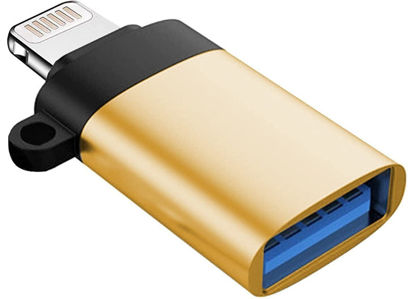 Red Champion Metal USB OTG Adapter Compatible with i-OS 13, USB Female Support USB Drive Combo Set(Gold)