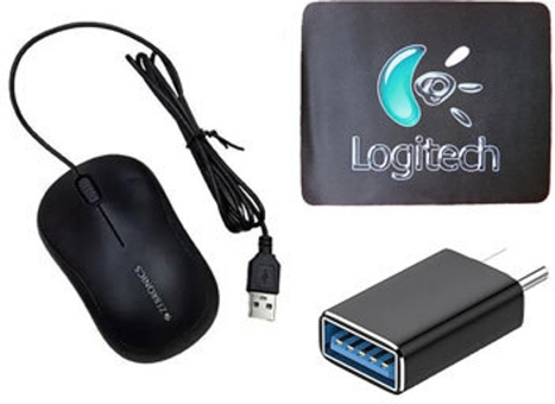 ZEBRONICS Wired Mouse, MousePad & C-OTG Combo Set(Black, White, Multicolor)