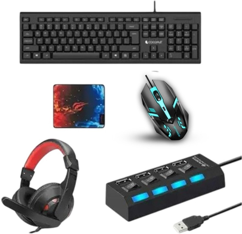 PRODOT Set of 3 High-Performance Keyboard And Mouse Combo With USB Hub Combo Set(Black)