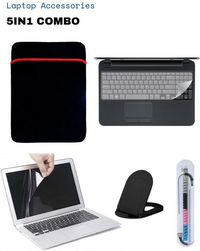 Lonaar 5IN1 15.6 Inch Laptop Accessories combo With Mobile Stand Combo Set(Black, Red)