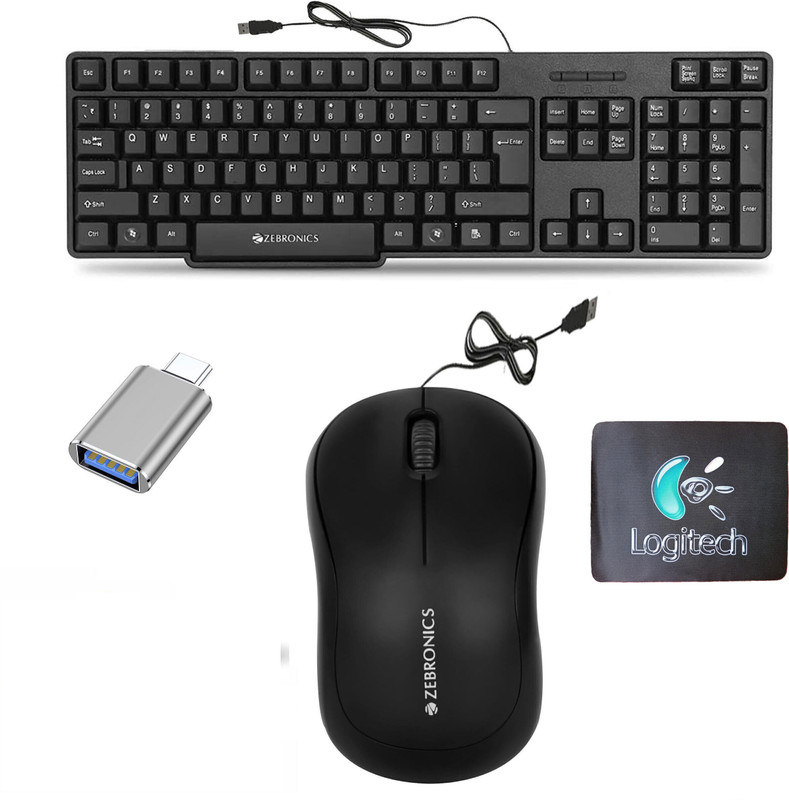Mophonics Wired K20 Keyboard, Mouse, Mouse Pad, C-OTG .(Set of 4). Combo Set(Multicolor)