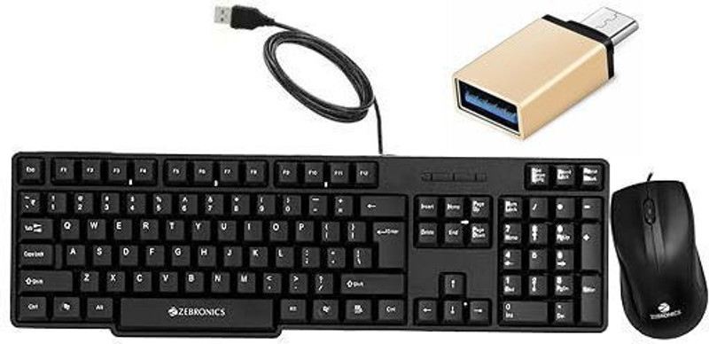 ZEBRONICS Judwaa 750 Wired Keyboard Mouse Combo with C-OTG Combo Set(Multicolor)