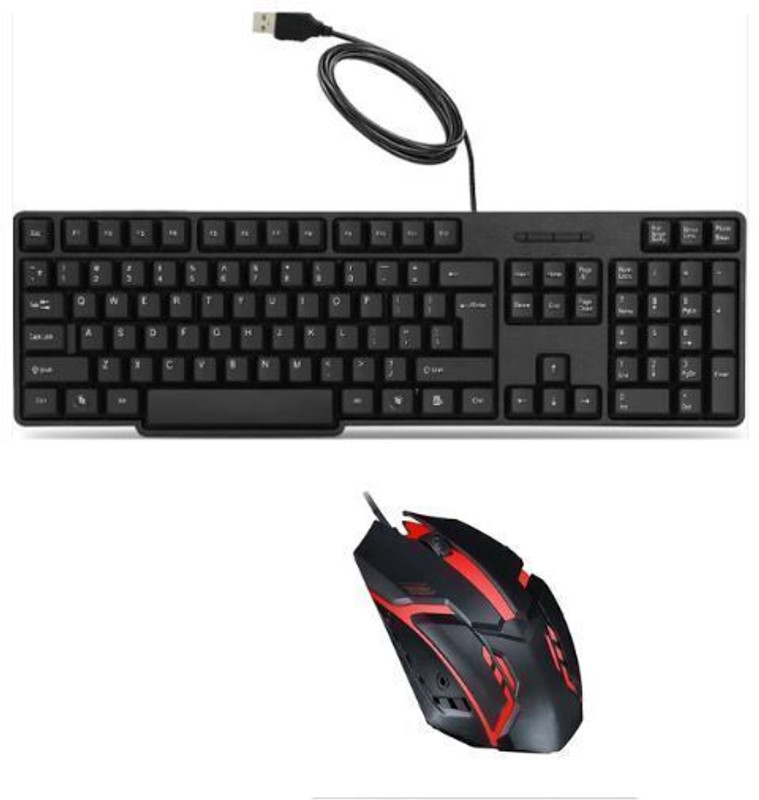Adefex Wired Keyboard with Wired Gaming Mouse 1200 DPI Gaming Sensor 7 Million Clicks Combo Set(Black)