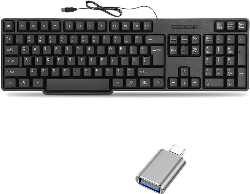 TagVin Wired K20 Keyboard, C Type OTG .(Set of 2). Combo Set(Black)