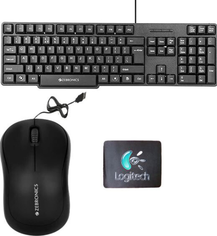 Mophonics Wired K20 Keyboard, Mouse and Mouse Pad (Set of 3) Combo Set(Multicolor)