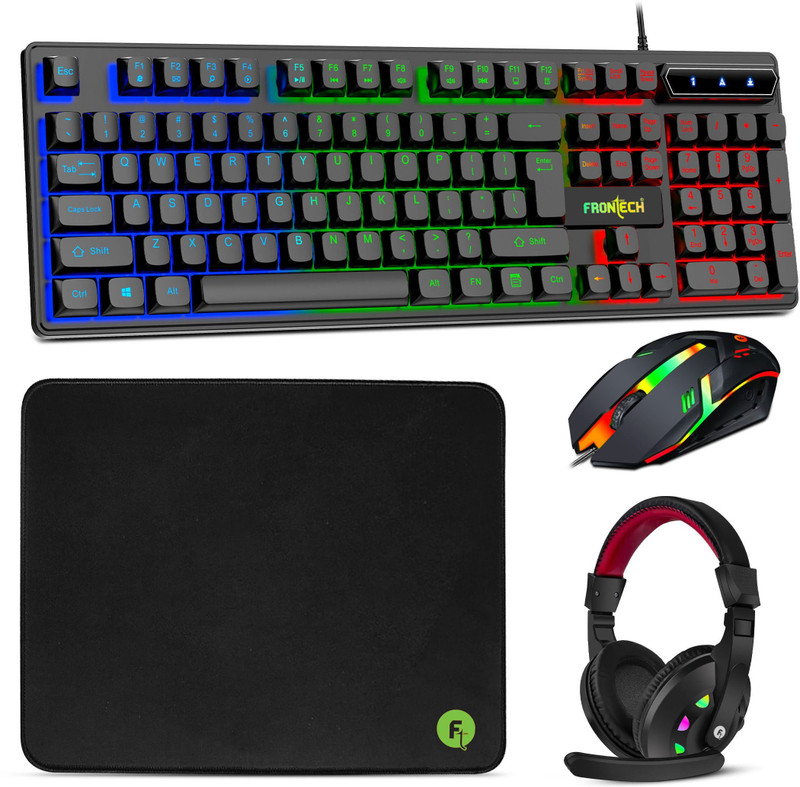 Frontech Dragon Warrior 4 in 1 Gaming (Keyboard + Mouse + Mouse Pad + Headphone)KB-0038P Combo Set(Black)