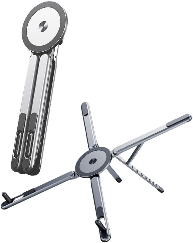 4MADSFASHION Adjustable Laptop Stand | Magnetic Phone Holder Tripod for MagSafe MDS11 Aluminium Floor Stand Laptop Stand with Adjustable Height Compatible with Universal Laptops(Grey)