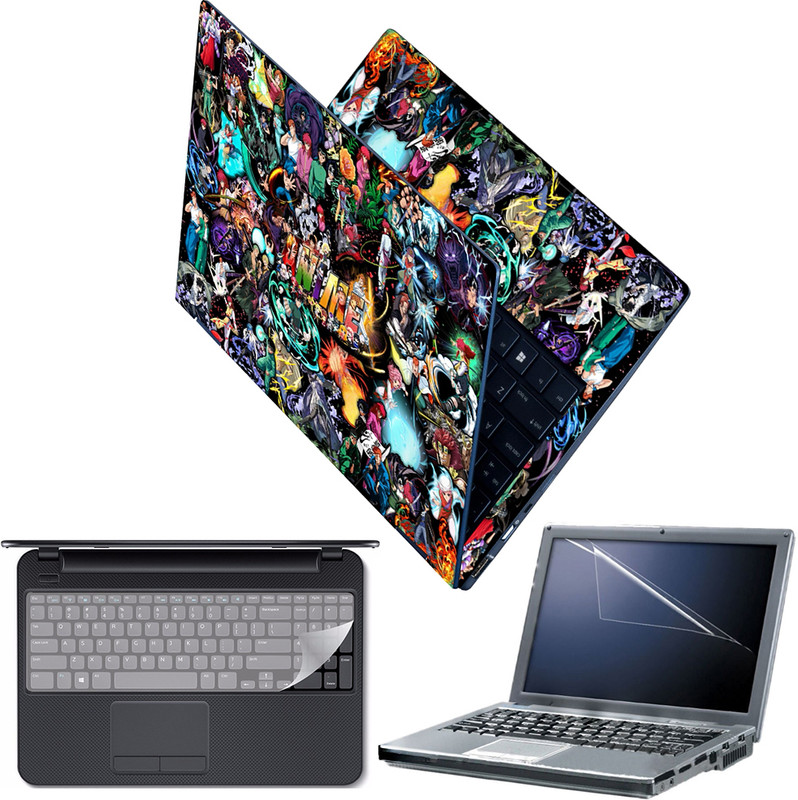 FineArts Laptop Skin Combo with Screen Guard and Key Guard - Anime One Piece Sticker Bomb Combo Set(Multicolor)
